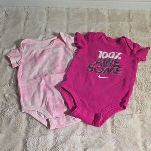 Nike Pink and Magenta Baby Bodysuits